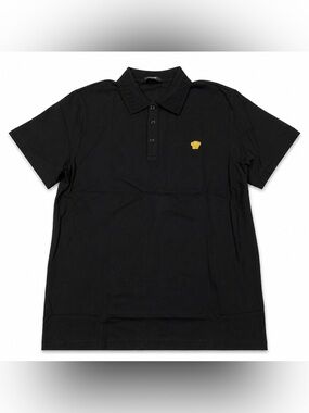 Versace Black Polo with Gold Medusa Emblem